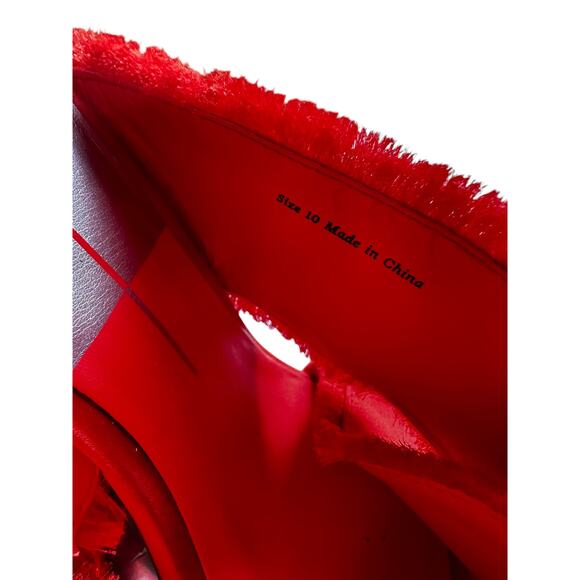 Dolce Vita Red-Orange Satin Fringe Trim Mule, Block Heel, Women's 10 - Picture 7 of 8